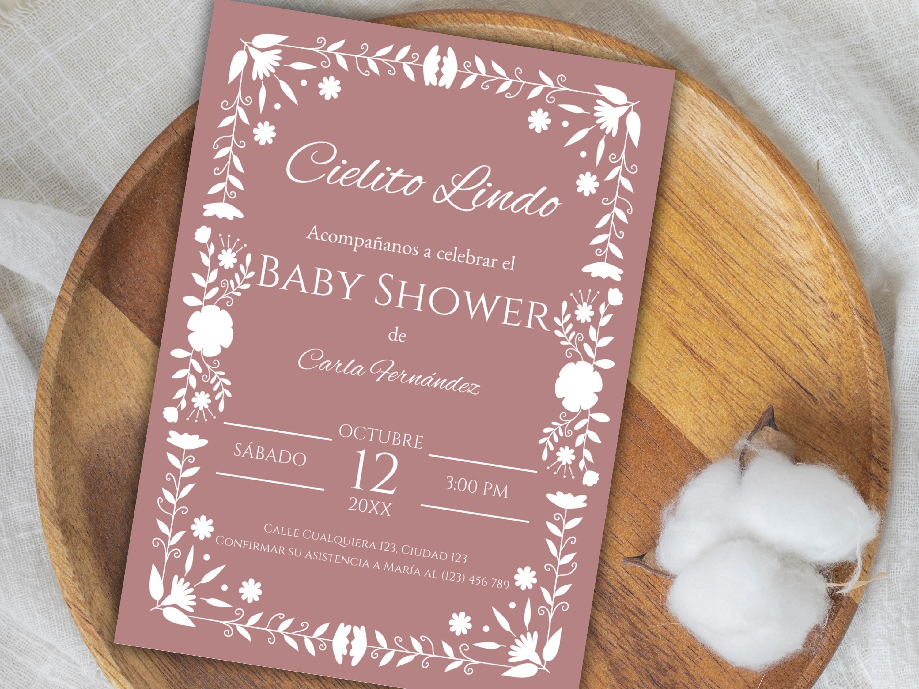 Cielito Lindo Baby Shower Invitation in Spanish, Mexican Talavera Theme Baby Shower, Girl Cielito Lindo Invite Template, Papel Picado