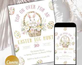 Editable Easter Egg Hunt Invitation Template, Kids Easter Activity Printables, Easter Party Invite, Easter Scavenger Hunt, Cute Easter Bunny