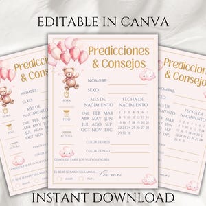 Prédictions et cartes de conseils pour bébé, Jeux de baby shower en espagnol, modèle de voeux pour bébé, Predicciones y consejos baby shower, c'est vraiment beau