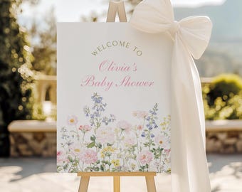 Wildblumen Willkommensschild, Babypartyschild Blumenthema, DIGITAL DOWNLOAD