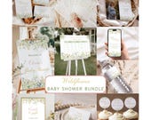 Editable Wildflower Baby Shower Bundle, Printable Wildflower Baby Shower Invitation Pack, A Little Wildflower Baby Sprinkle DIGITAL DOWNLOAD