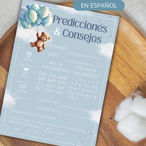 Prédictions et conseils bleus pour bébé, Jeux de baby shower en espagnol, Modèle de voeux pour bébé, Predicciones y consejos baby shower, C'est vraiment beau