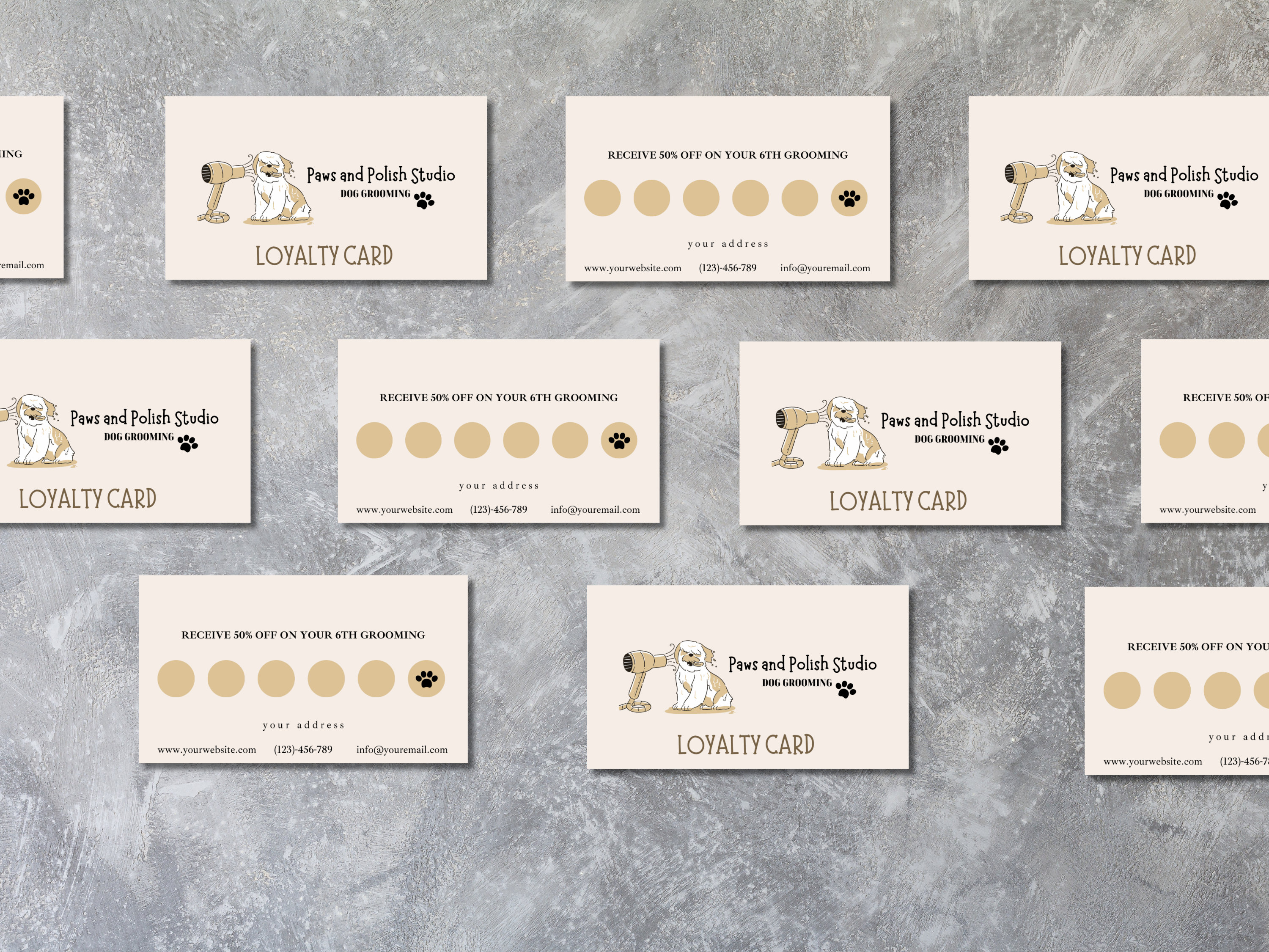 Image showcasing Dog Grooming Loyalty Card, Editable Dog Grooming Reward Card - Etsy