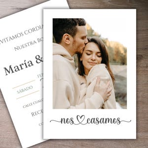 Invitaciones de boda, moderne huwelijksuitnodiging in het Spaans, huwelijksuitnodiging met foto, nuestra boda, bewerkbare uitnodiging, invitacion en español