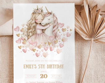 Invitación de cumpleaños de unicornio, invitación de princesa unicornio, invitación de fiesta de cumpleaños con temática de unicornio, invitación de cumpleaños mágica, cumpleaños para cualquier edad