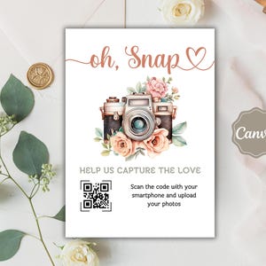 Oh Snap Sign, Wedding QR Code Sign Template, Editable Share the Love ...