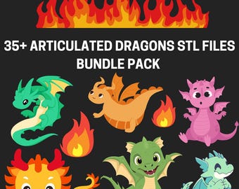35+ Articulated Dragon STL Files Bundle | 3D Printable Flexible Dragons Pack