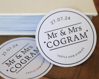 Personalised Wedding Coaster Sample, Custom Name Wedding Favours, Guest Place Cards, Table Decor