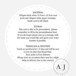 Fashion illustration card black white dress. Card reads You are Limited Edition, Happy Birthday. This can be personalised with a name of your choice. Card is White and 12.5cm x 12.5cm in size, comes with a white envelope in a small cellophane wallet.