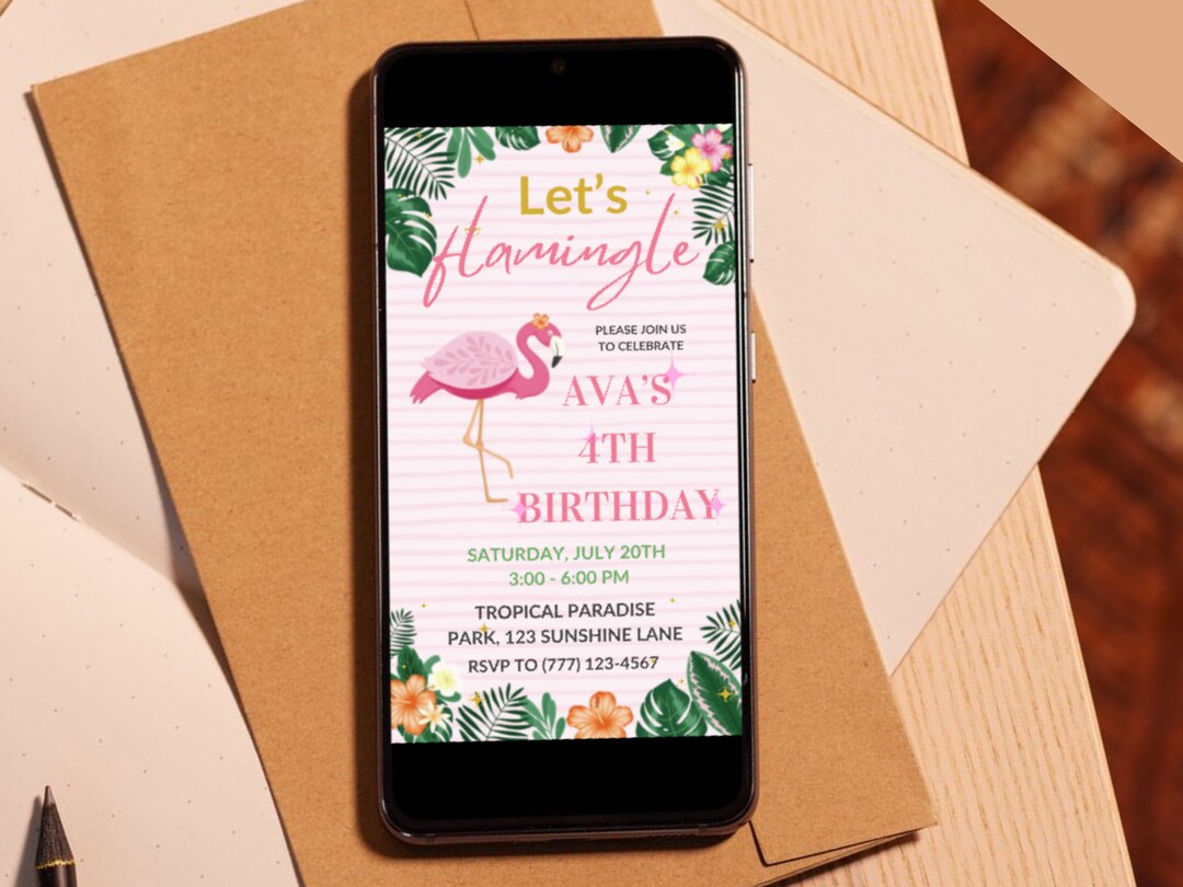 Let's Flamingle Animated Invitation Evite Canva Editable Template Video ...