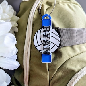 Personalized Volleyball Keychain  - Custom Premium Double Sided 3D Name / Bag Tag Charm