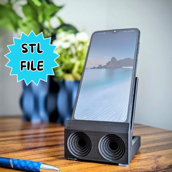 Cell Phone Holder Amplifier Digital Download - Mobile Phone Stand With Acoustic Speakers - STL file