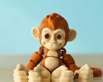 3D Printed Articulated Monkey Fidget Toy - Eco-Friendly PLA Plastic