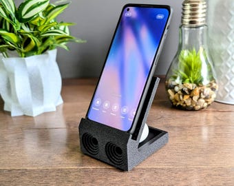Audio Boosting Phone Stand - Passive Acoustic Speakers & Amplifier
