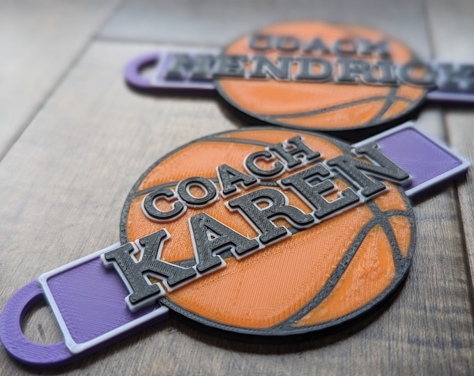 Personalized Basketball Name Tag Keychain  - Rep Team With 3D Printed Name / Bag Tag