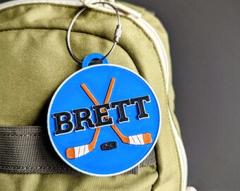 Portachiavi personalizzato da hockey: etichetta per borsa 3D bifacciale