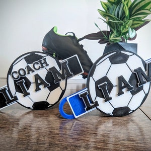 Personalized Soccer Keychain  - Ideal Team Gift - Custom Premium Double Sided 3D Name / Bag Tag Charm