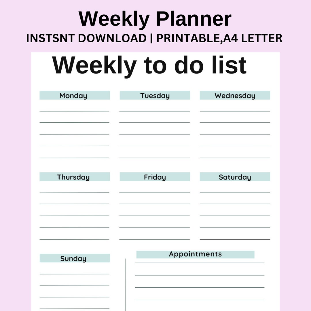 Minimalist Daily Planner Printable, Daily to Do List for Work/home ...
