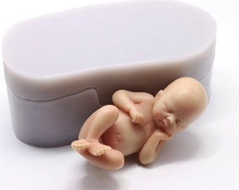 Handgefertigte 3D-Baby-Silikonform für Kuchendekoration, 3D-Neugeborenen-Babyform, Schokoladenfondant, Polymerton