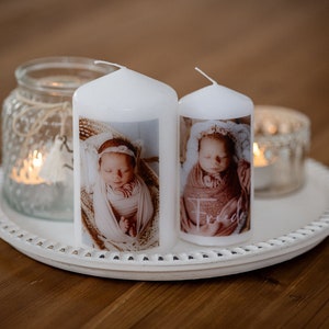 Photo candle 12 cm - personalized candle - birth gift - gift idea - birth candle