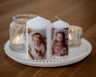 Fotokerze 12cm - personalisierte Kerze - Geschenk zur Geburt - Geschenkidee - Geburtskerze