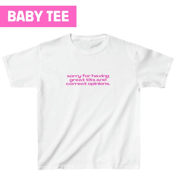 Great Tits Correct Opinions Slogan Baby Tee, Iconic Graphic T-shirt, 90s Aesthetic Vintage Shirt, Heavy Cotton Top, Born to Slay, Big Boobs