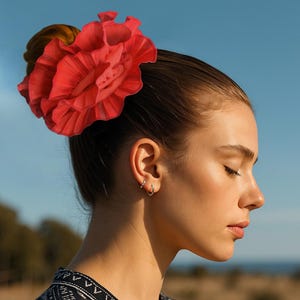 Chouchou imprimé tangerine | Élastique cheveux femme | Accessoire cheveux mode fait main