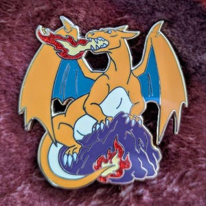 Fire lizard dragon enamel pin
