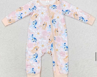 Body niemowlęce z motywem niebieskiego psa | niebieskie