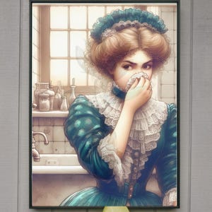 Funny Bathroom Wall Art Funny Vintage Art Painting Humorous Digital Print for Quirky Decor Victorian Wall Art Bathroom Wall Decor High Res
