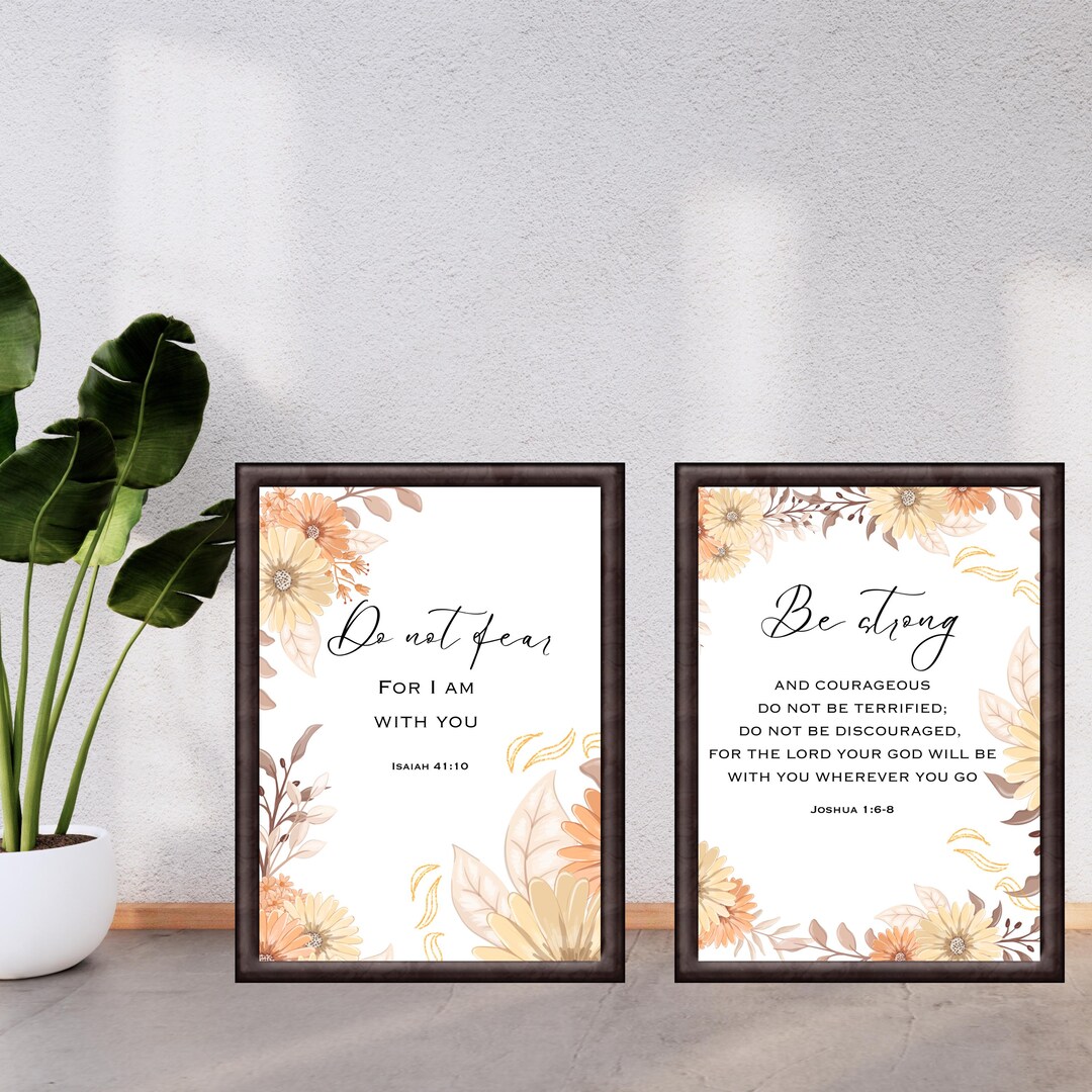 Faith & Strength Christian Wall Art Set, Scripture Quotes (digital ...