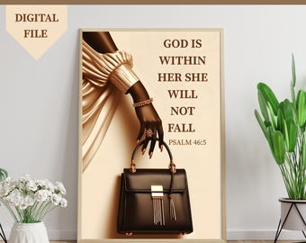 Black Woman Christian Wall Art, Psalm 46:5 Bible Verse (Digital Download)