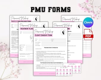 Permanent Makeup Forms, Esthetician Forms Bundle, PMU Consent Form, Makeup Consultation, PMU Aftercare Card, Lip Blushing Form, Microblading