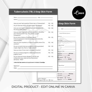 Formulario de documentación de tuberculosis en dos pasos, empleo: prueba de tuberculosis en dos pasos (TB), formulario de prueba de tuberculosis, formulario de empleo para tuberculosis, formulario de empleado con tuberculosis
