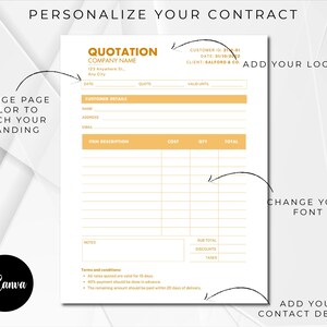 Example Craft Quote Form Quotation Template, Quote Form, Job Estimate Form, Invoice & Receipt ...