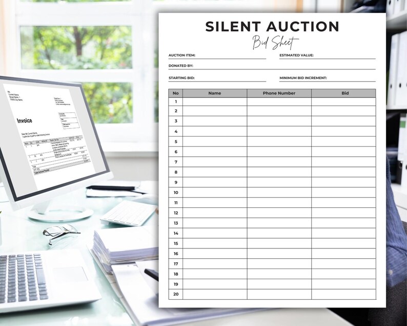 Editable Silent Auction Bid Sheet, Fundraiser Sheet, Silent Auction ...
