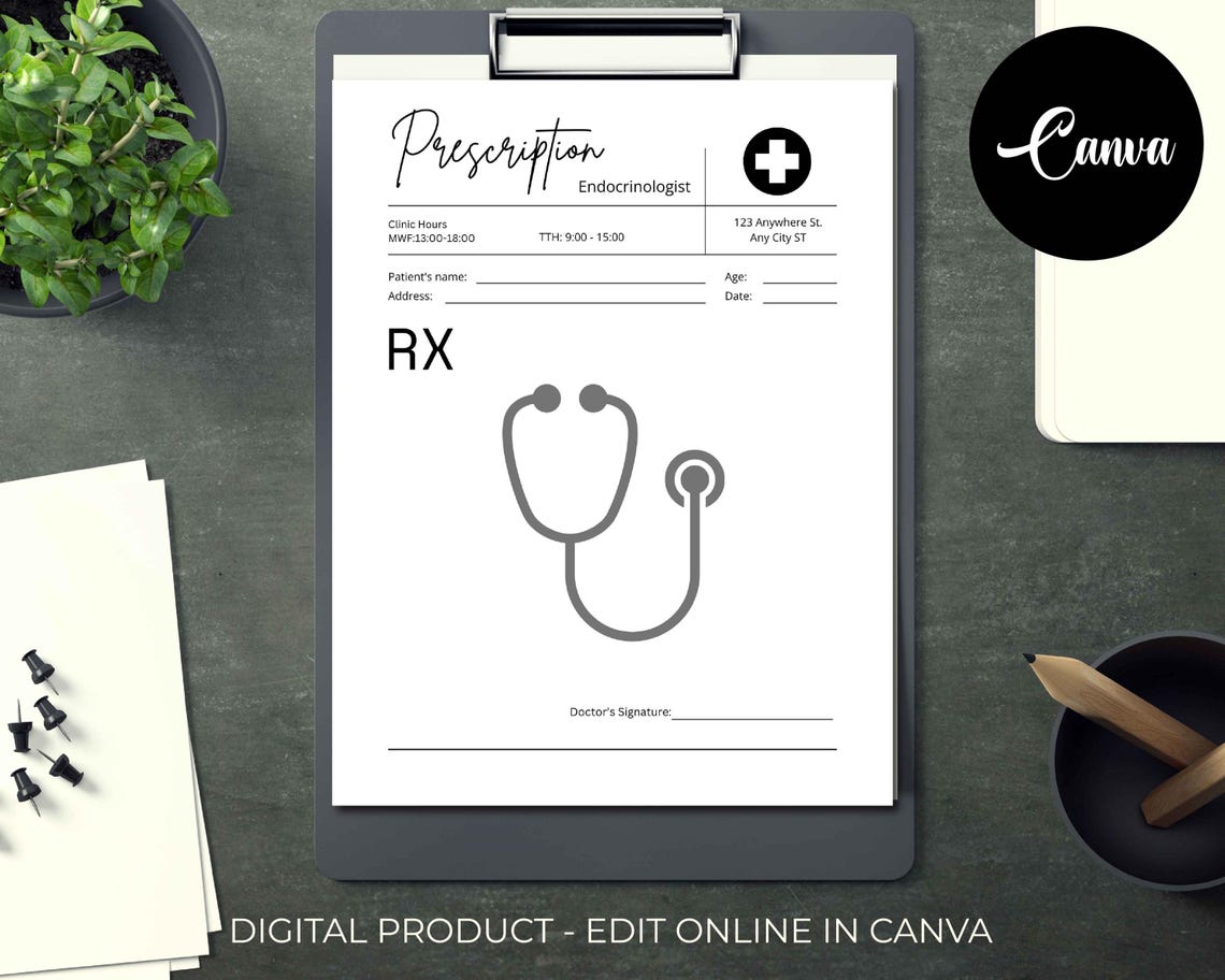 Editable Doctor Prescription Pad Template, Prescription Sheet, Editable ...