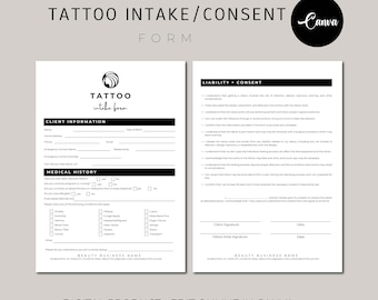 Tattoo Artist Forms Bundle - bearbeitbar, Tattoo Artist Geschäftsformulare, Tattoo Einverständniserklärung, Tattoo Intake Form, Tattoo Einverständniserklärung