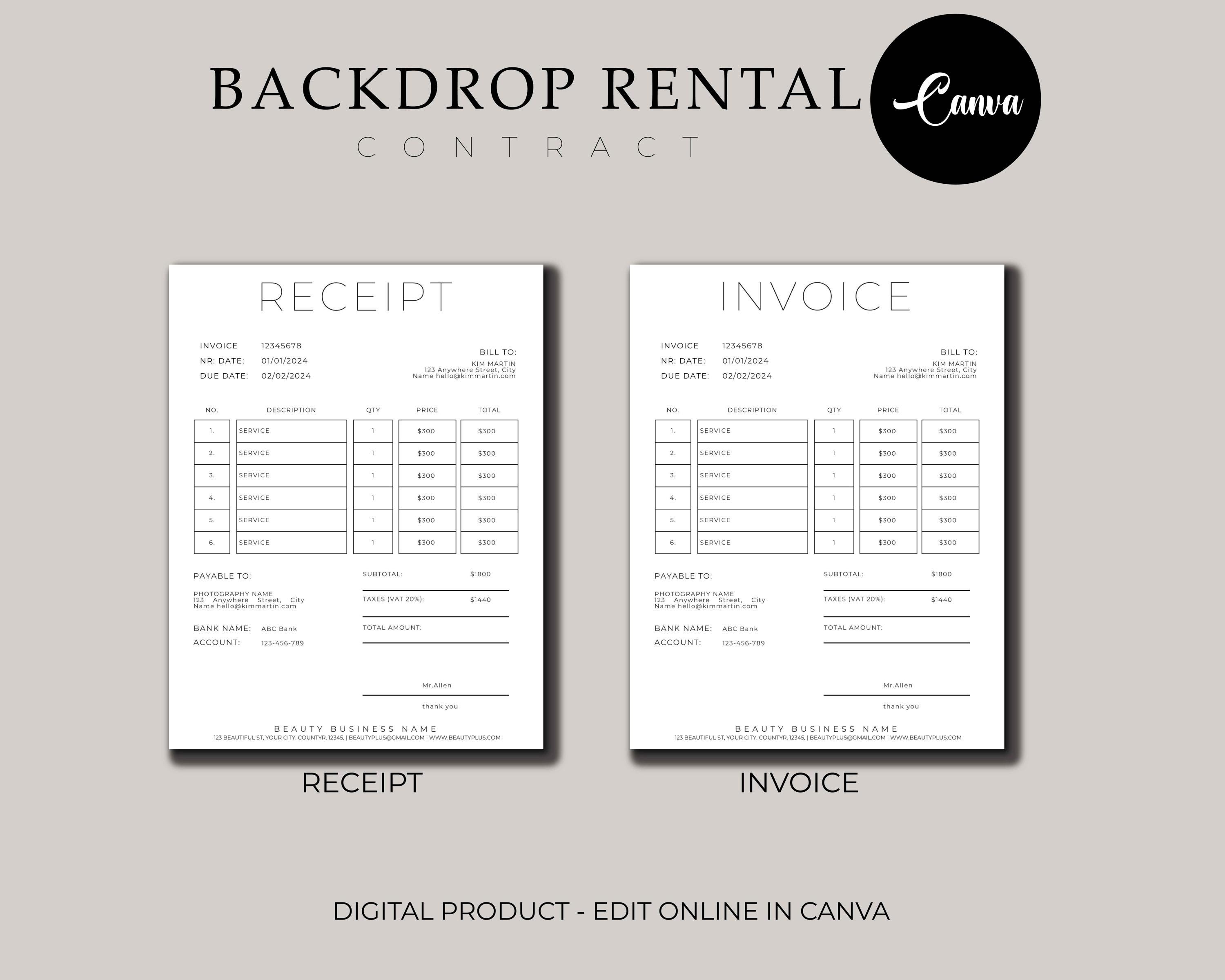 Professional Backdrop Rental Agreement, Backdrop Rental Contract ...