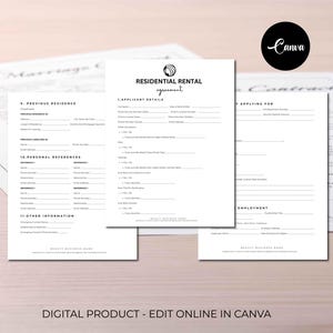 Editable Editable Rental Property Application Form, Lease Application Landlord Form, Landlord Rental Application, Tenant Rental Application