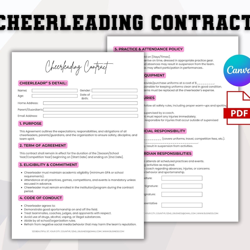 Cheer Contracts - Etsy