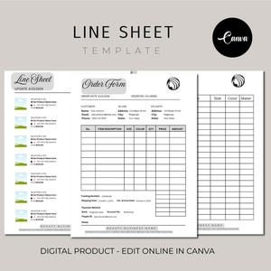 Line Sheet für Großhandel, Verkäufer-Shop, Preislistenvorlage, bearbeitbarer Vorlagenkatalog, Produktverkaufssheet, Canva-Line-Sheet-Katalog