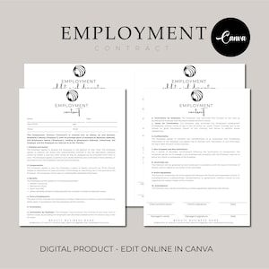Arbeitsvertrag, Vorlage für einen Arbeitsvertrag, Arbeitsvertrag, Arbeitsdienstleistungsvereinbarung, Arbeitspapiere, bearbeitbare Vorlagen