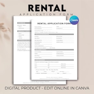 EDITABLE Landlord Rental Application Form, Lease Application, Landlord Form, Tenant Rental Application, Invoice Template, Editable Receipt