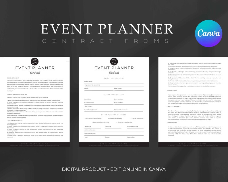 Event Planner Contract.pdf Event Planner Contract Template, Event Planner Agreement, Editable ...