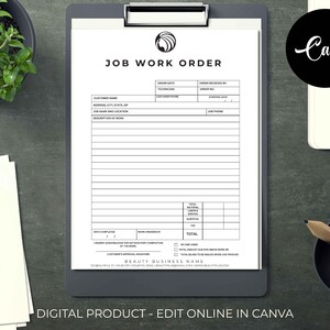 Printable Job Work Order Form, Easy and Simple Job Work Order Form ...