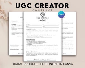 Professional UGC Creator Agreement, Creator Agreement Template, Influencer Contract Template, UGC Contract, Invoice Template, Canva Receipt