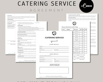 Editable Catering Contract Template, Catering Business Contract PDF, Catering Order Form, Catering Service Form, Food Service Contract Forms