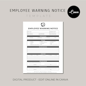 Puede incluir: Una plantilla de aviso de advertencia para empleados imprimible en blanco y negro. La plantilla incluye campos para el nombre del empleado, el número de empleado, el departamento, la fecha de advertencia, el turno/posición, las advertencias previas, las violaciones, la descripción de la violación, las medidas tomadas, la firma del empleado y la firma del supervisor. La plantilla también incluye el texto "AVISO DE ADVERTENCIA PARA EMPLEADOS" y "NOMBRE DEL NEGOCIO DE BELLEZA".