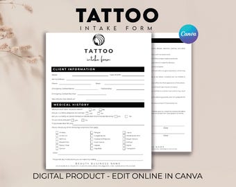 Tattoo Artist Intake forms, Tattoo Artist Business Forms, Tattoo Artist Business Forms, Tattoo Consent and Liability Forms, Invoice Template